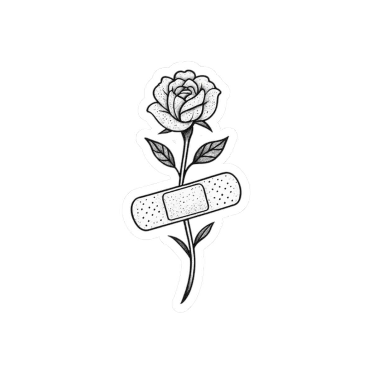 Rose and Band-Aid Kiss-Cut Stickers | Floral Decor | Oversized Stickers for Laptops, Journals, Scrapbooking, Gifts, Home Decor
