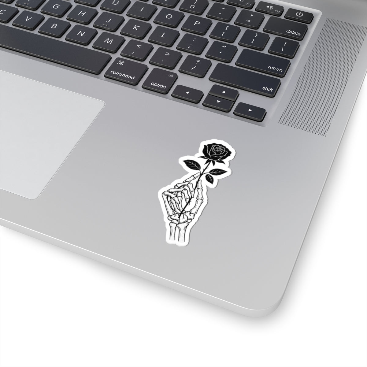Skeleton Hand Holding a Rose Kiss-Cut Stickers | Dark Floral Decor, Laptop Stickers, Aesthetic Gifts, Indie Art, Home Decor