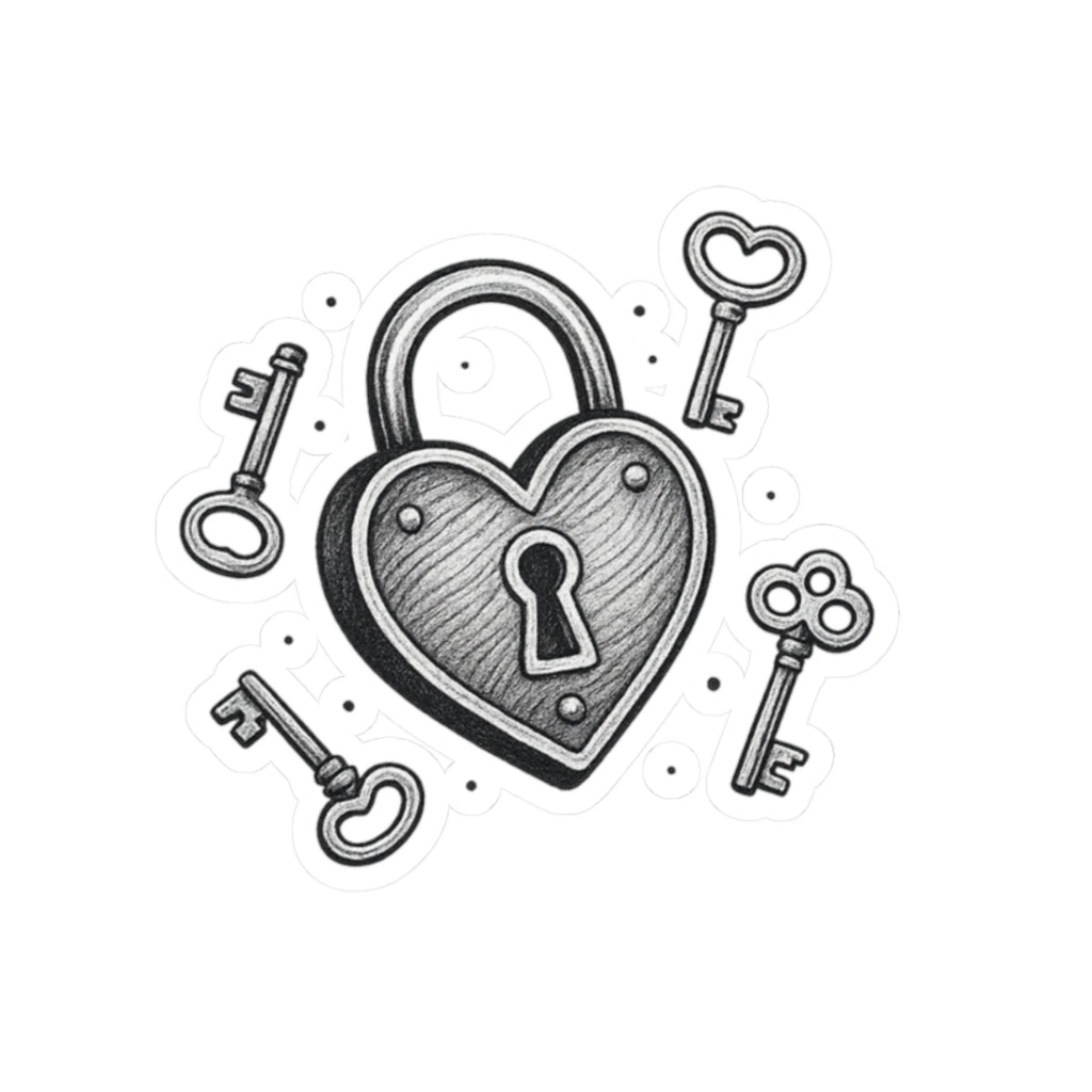 Heart Lock Kiss-Cut Stickers | Cute Lock & Key Design for Planners, Laptops, Gift Wrapping, Scrapbooking, Valentine's Day