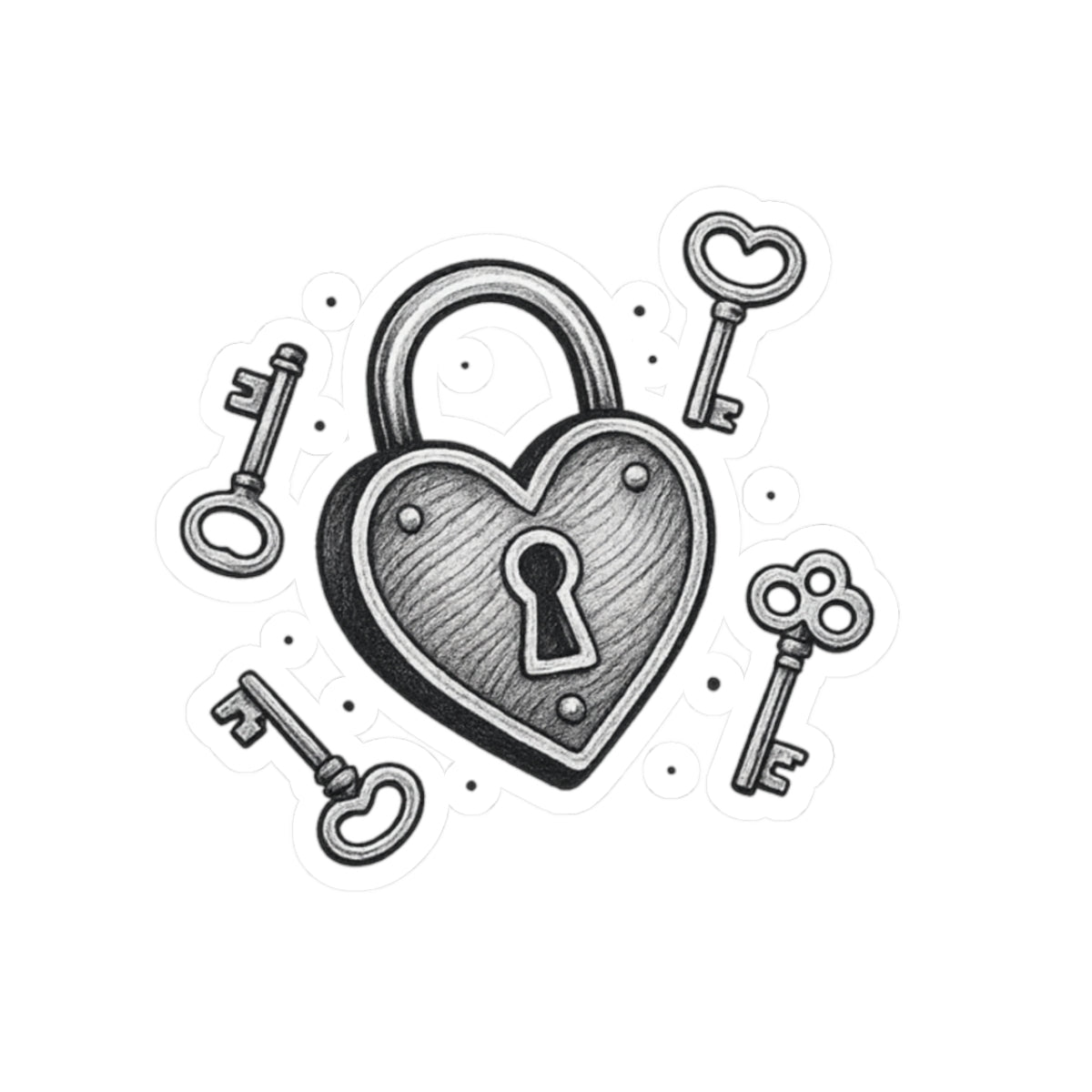 Heart Lock Kiss-Cut Stickers | Cute Lock & Key Design for Planners, Laptops, Gift Wrapping, Scrapbooking, Valentine's Day