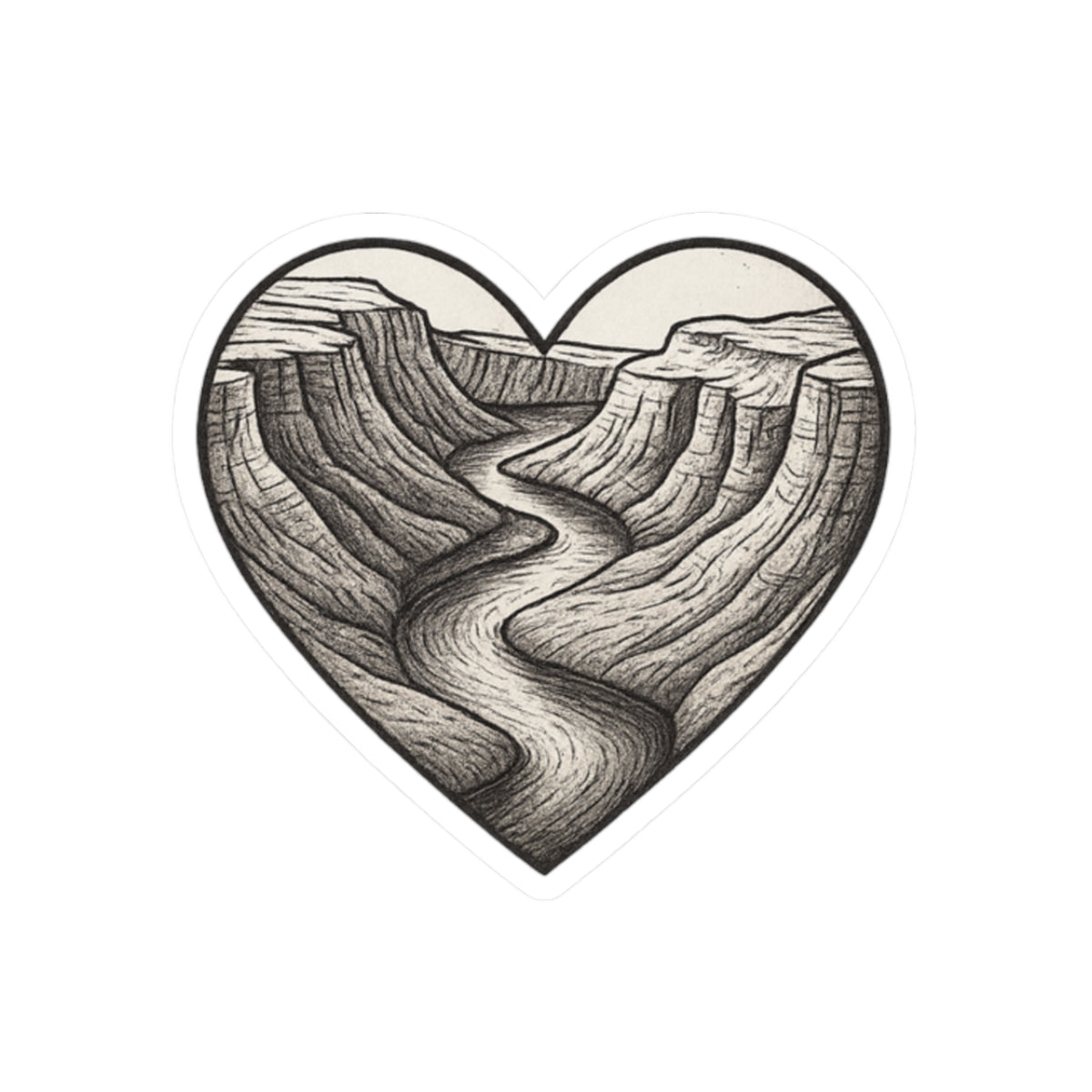 Heart River Kiss-Cut Stickers | Art-Inspired Decals for Nature Lovers, Perfect for Laptops, Water Bottles, Gifts, Home Decor