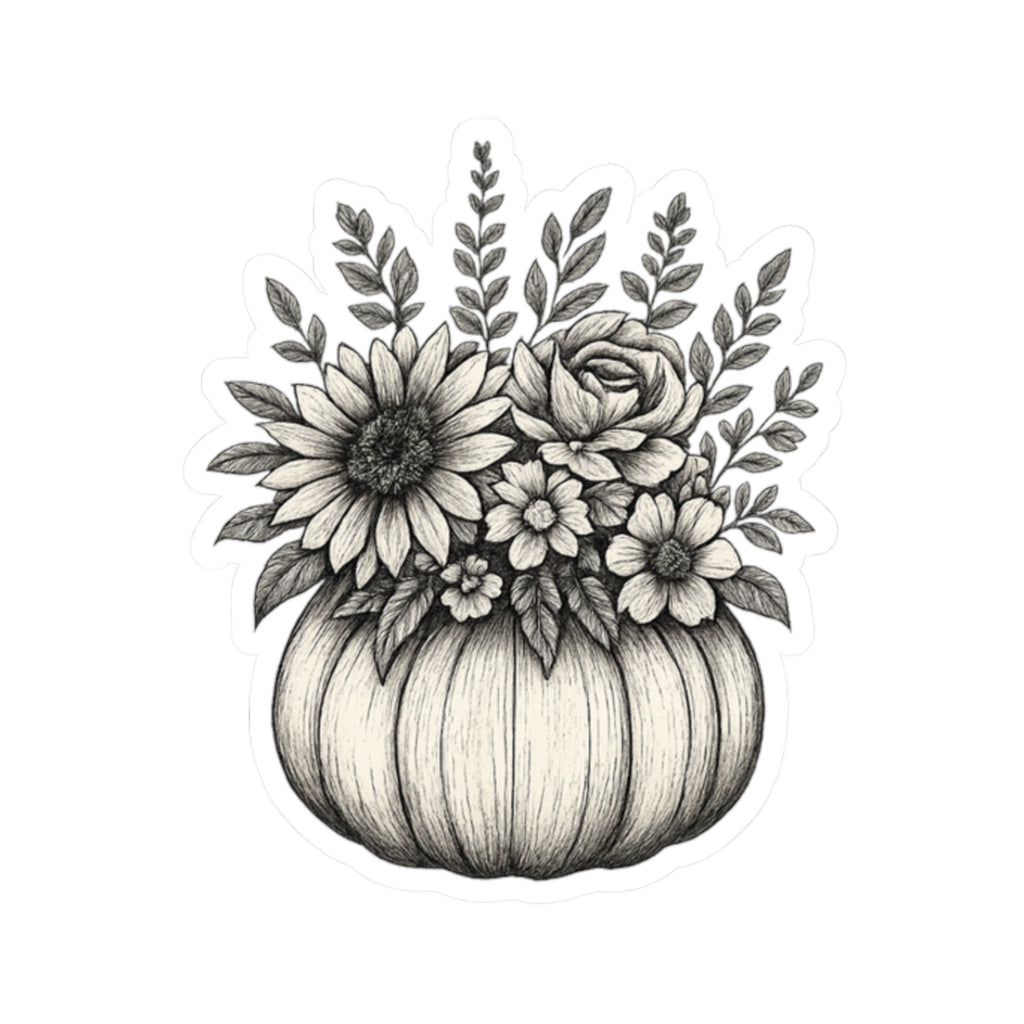 Charming Floral Pumpkin Stickers | Harvest Decor, Fall Aesthetic, Gift for Garden Lovers, Laptop Decor, Seasonal Stickers