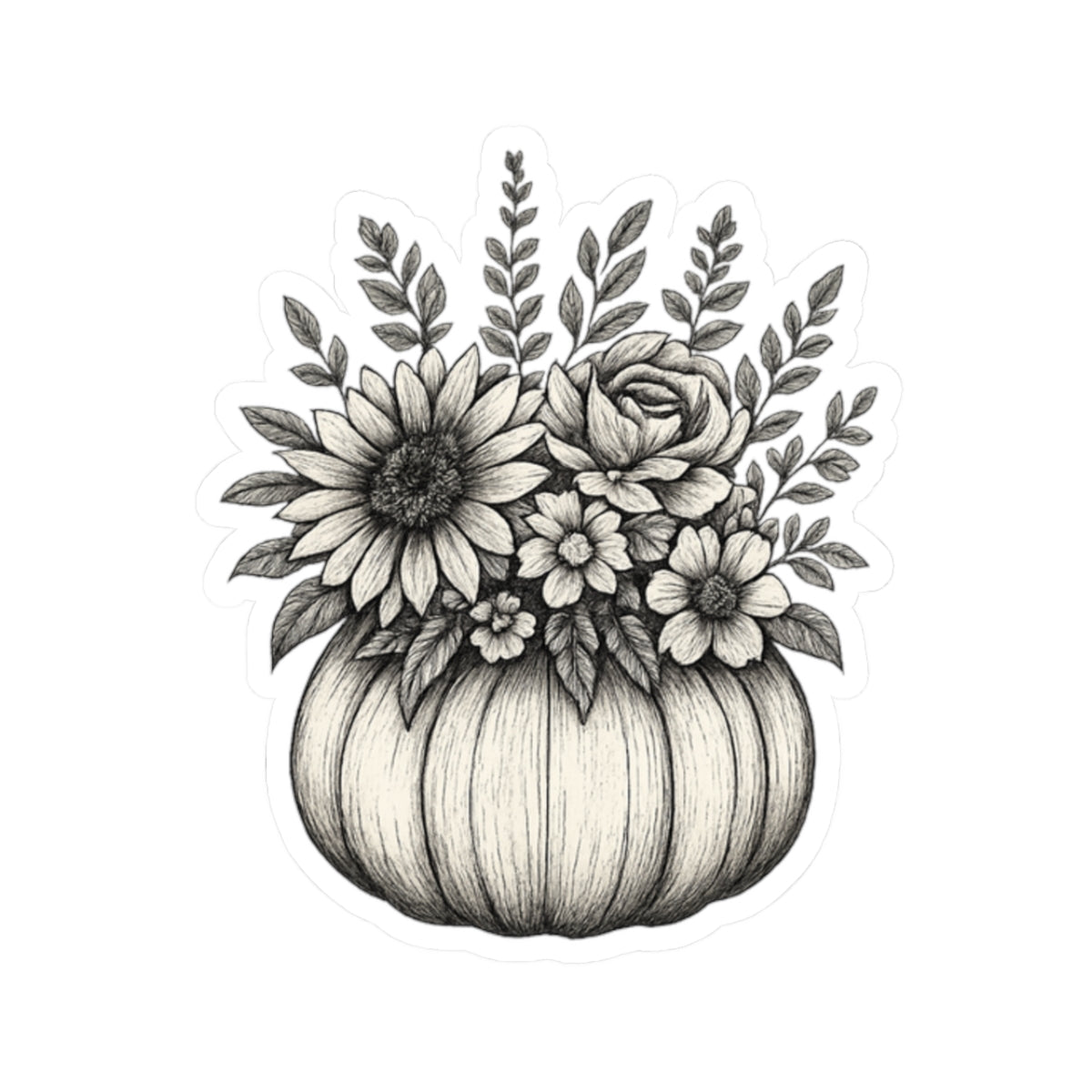 Charming Floral Pumpkin Stickers | Harvest Decor, Fall Aesthetic, Gift for Garden Lovers, Laptop Decor, Seasonal Stickers