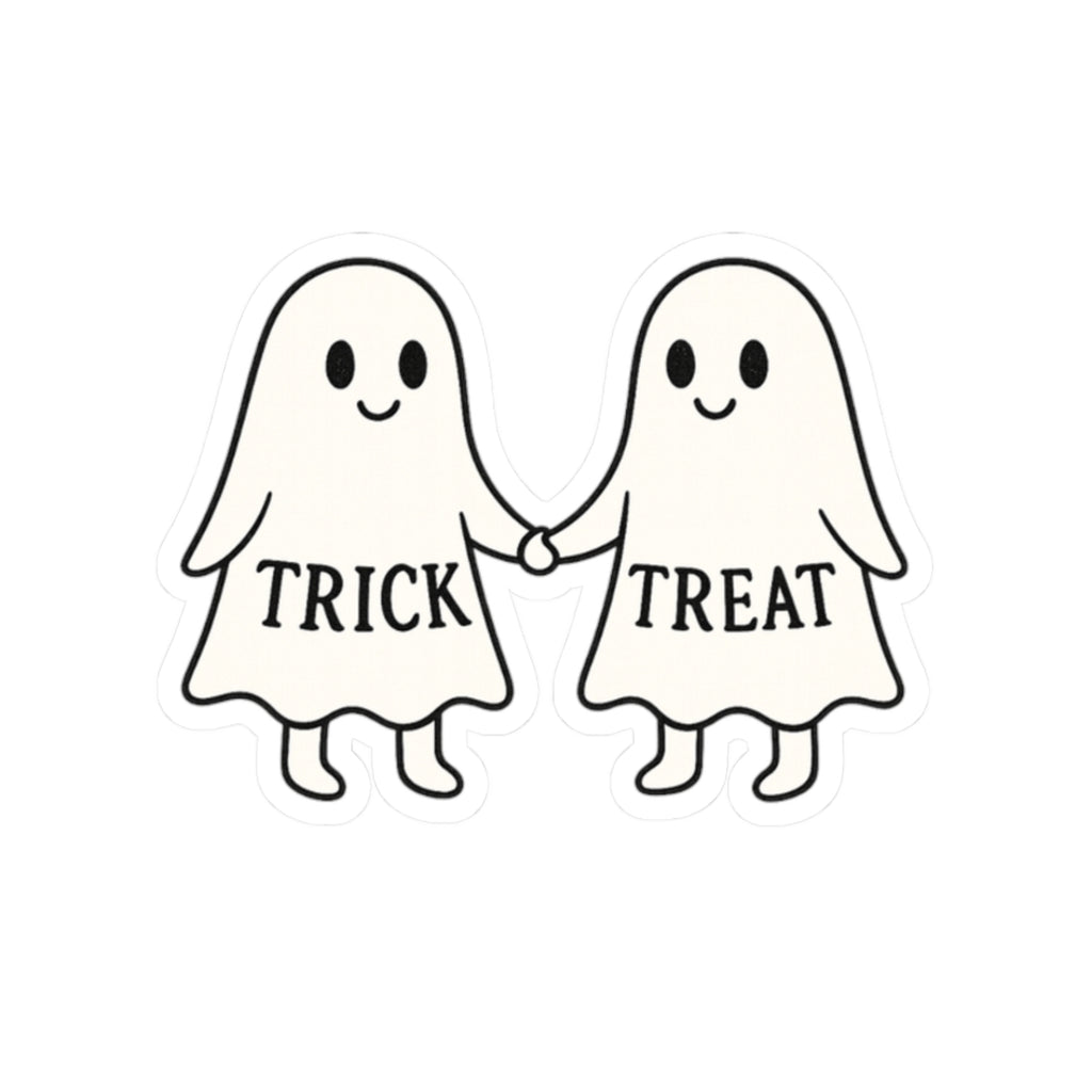 Cute Ghost Trick or Treat Kiss-Cut Stickers, Halloween Decor, Fun Party Favors, Laptop Stickers, Gift for Kids