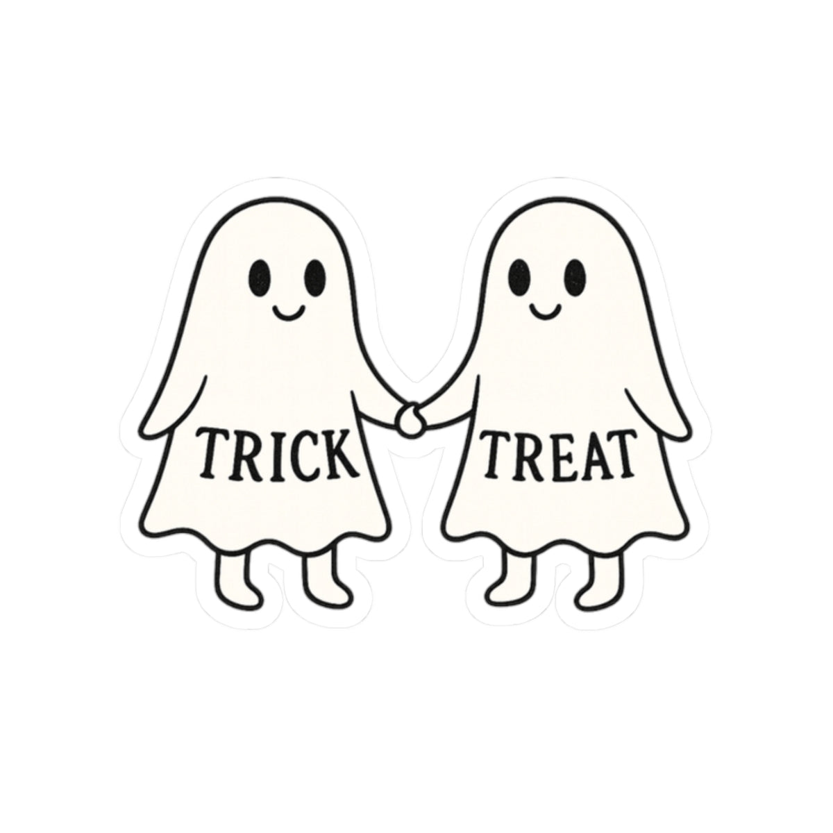 Cute Ghost Trick or Treat Kiss-Cut Stickers, Halloween Decor, Fun Party Favors, Laptop Stickers, Gift for Kids