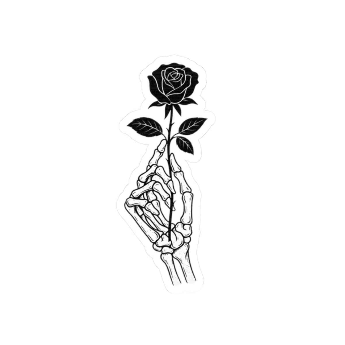 Skeleton Hand Holding a Rose Kiss-Cut Stickers | Dark Floral Decor, Laptop Stickers, Aesthetic Gifts, Indie Art, Home Decor