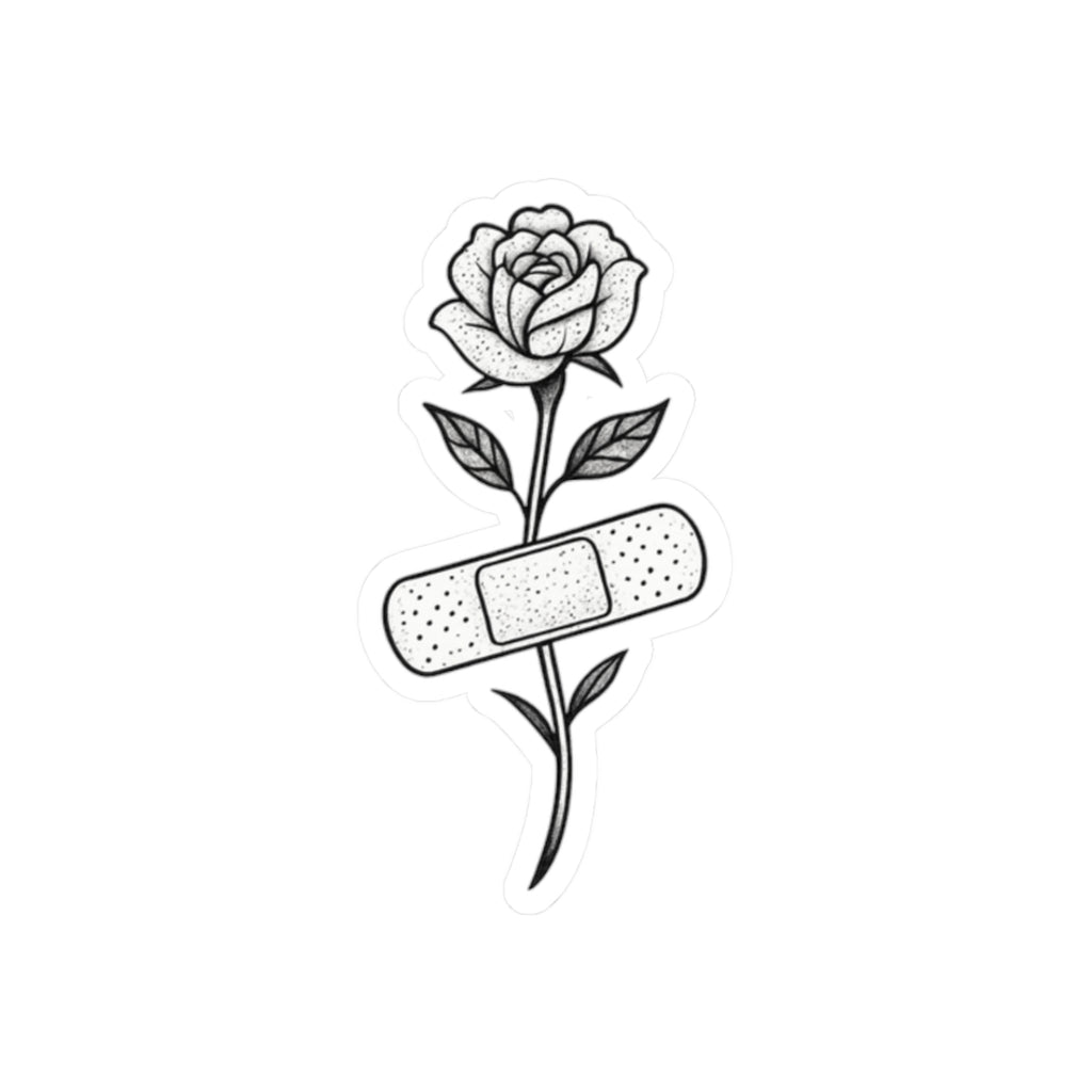Rose and Band-Aid Kiss-Cut Stickers | Floral Decor | Oversized Stickers for Laptops, Journals, Scrapbooking, Gifts, Home Decor