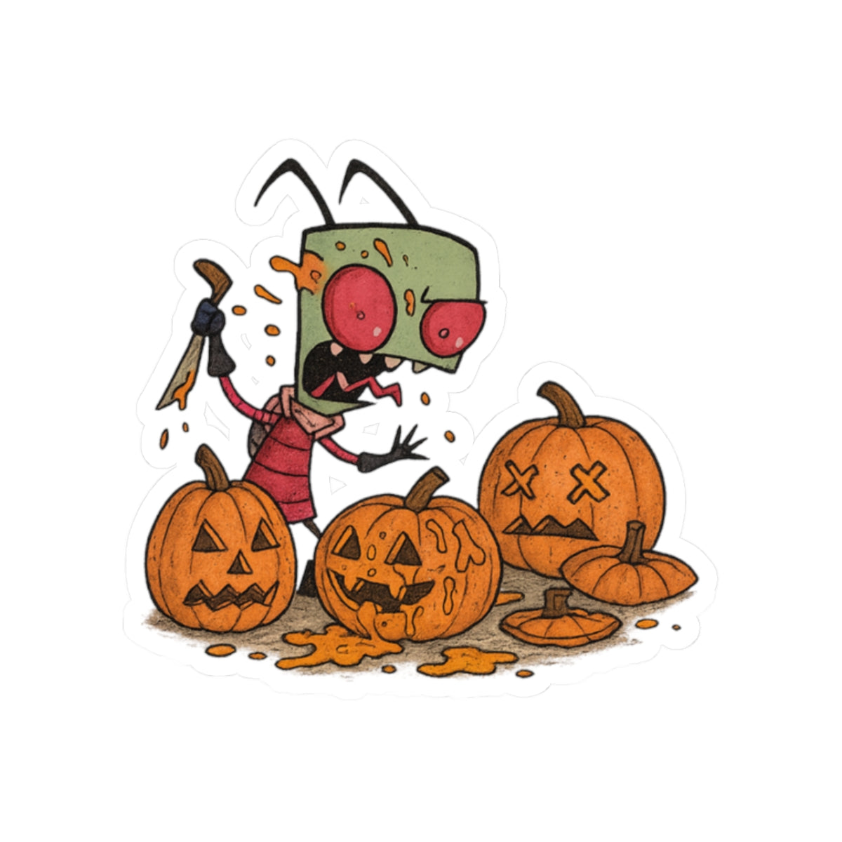 Halloween Kiss-Cut Stickers, Cute Monster Pumpkin Stickers, Spooky Decor for Laptops, Halloween Party Decor, Fun Trick or Treat Gift